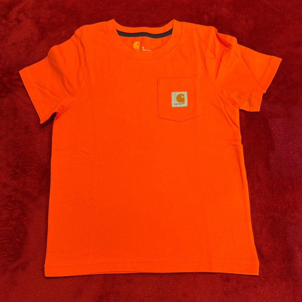 Carhartt Kids Short Sleeve Pocket T-Shirt Orange Size 6 Cotton Tee RN13706